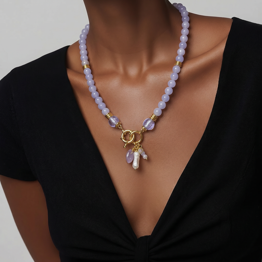 Lavender Amethyst Beads and Fresh Water Pearls