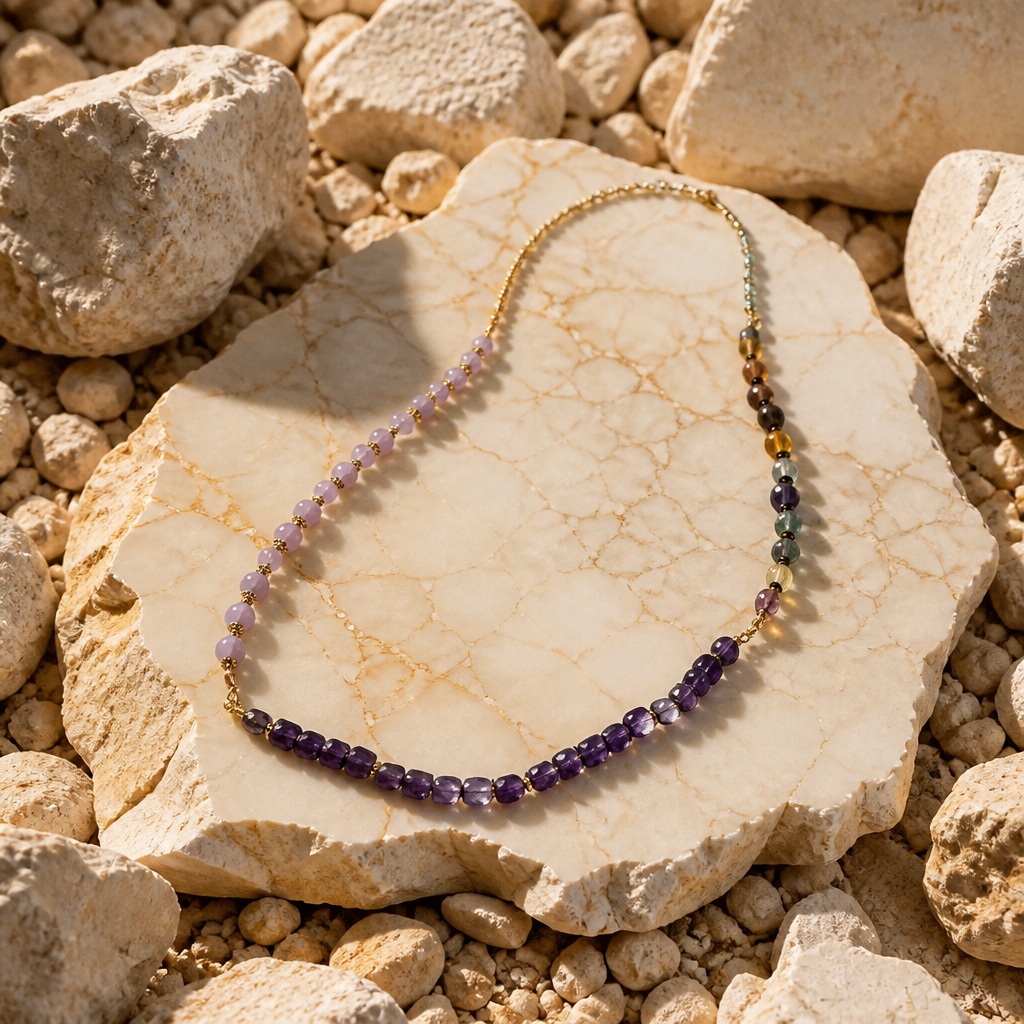 Long Mix Crystals Beads Necklace