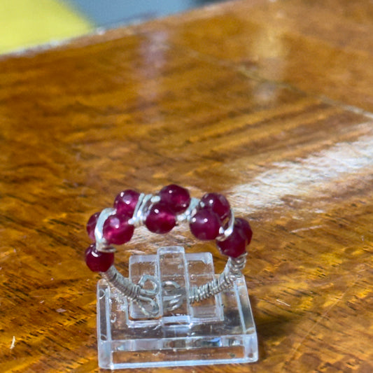 Adjustable Garnet Beads Wrap Ring