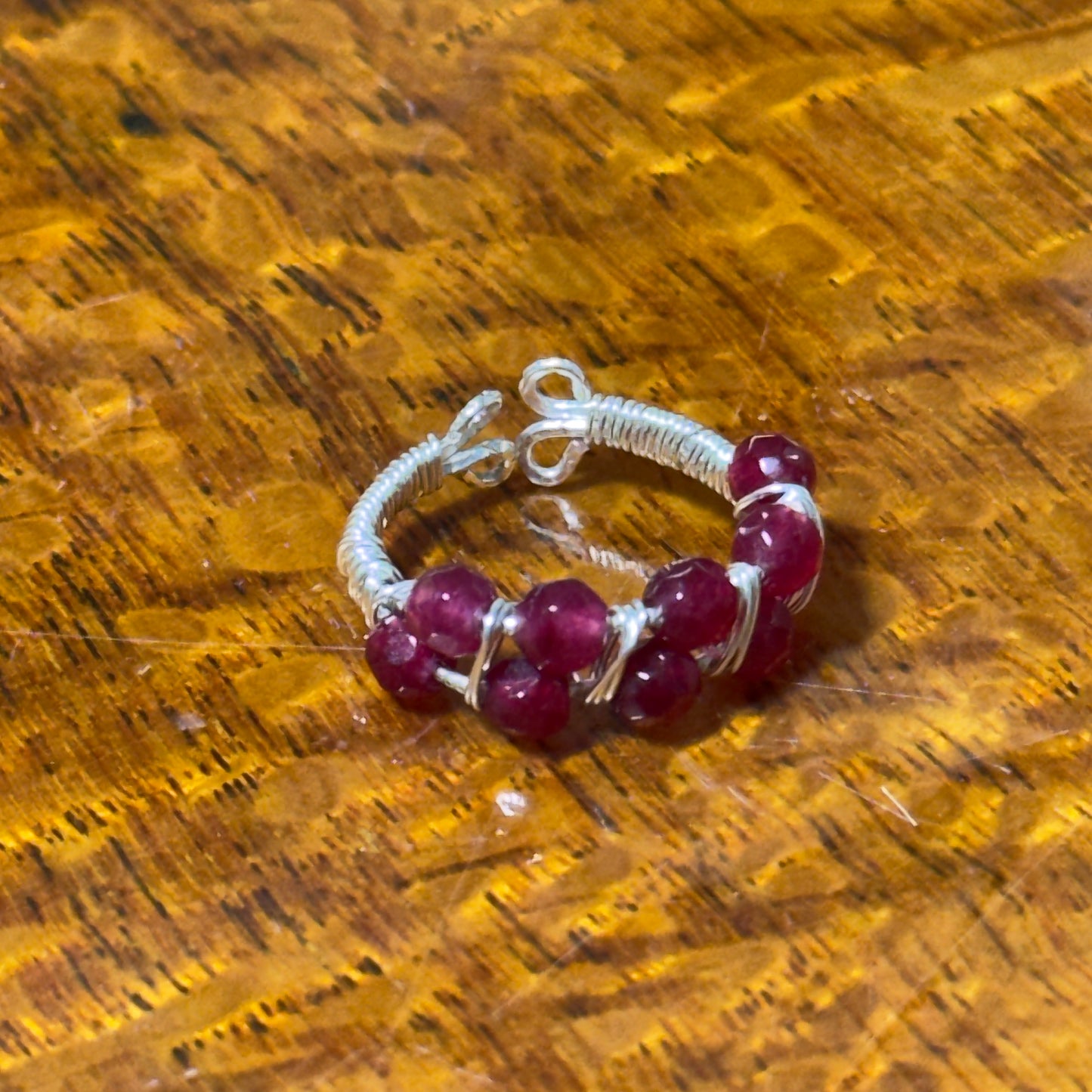 Adjustable Garnet Beads Wrap Ring